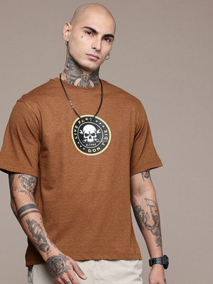 R.Code by The Roadster Life Co. Graphic Print Men Round Neck Brown T-Shirt