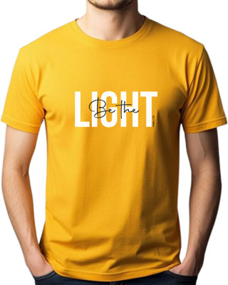 Witty Curls Printed Men Crew Neck Yellow T-Shirt