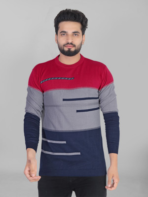 Grownk Self Design Men Round Neck Multicolor T-Shirt