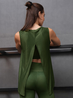 SOIE Solid Women Boat Neck Green T-Shirt