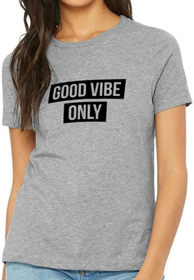 Nilan Tees Wear Printed Women Round Neck Grey T-Shirt