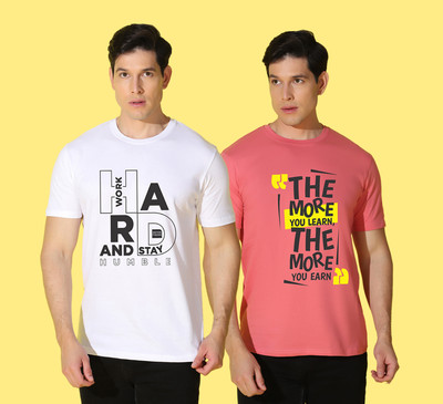 WOOSTRO Printed Men Round Neck Multicolor T-Shirt