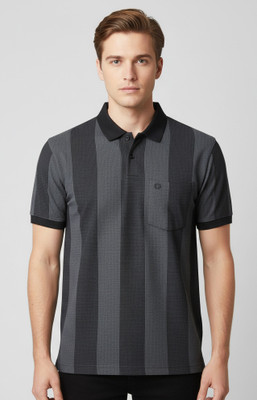 FA21 CLOTHING Striped Men Polo Neck Grey T-Shirt