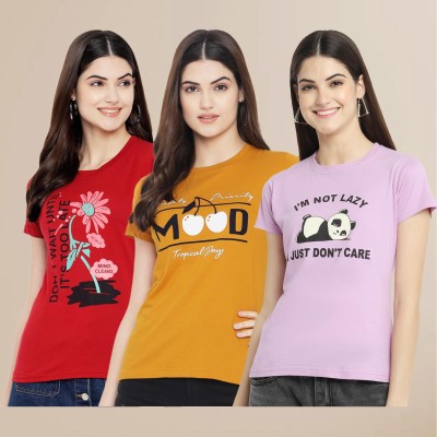 Tromko Printed Women Round Neck Multicolor T-Shirt
