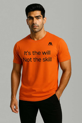 ANTUM Typography Men Round Neck Orange T-Shirt