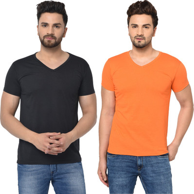 Tresna Fab Solid Men V Neck Multicolor T-Shirt
