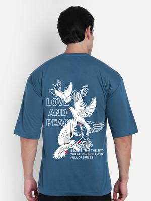 SCOTT FINCHER Graphic Print Men Round Neck Blue T-Shirt