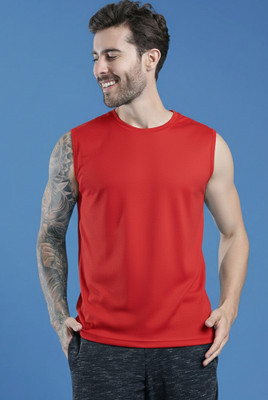 Jangoboy Solid Men Round Neck Red T-Shirt