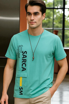FASHIUM Printed Men Round Neck Light Green T-Shirt