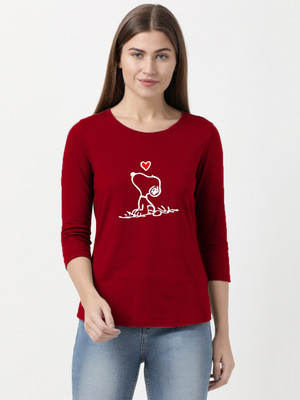 Trendtee Graphic Print Women Round Neck Maroon T-Shirt