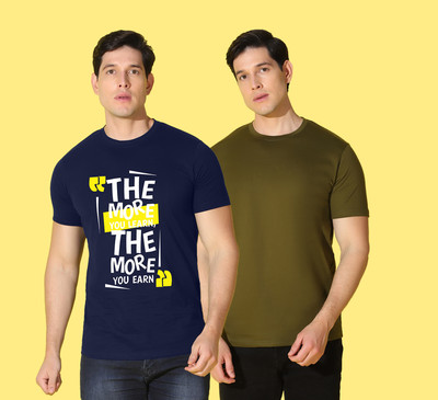 WOOSTRO Printed Men Round Neck Blue, Green T-Shirt