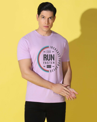 WOOSTRO Graphic Print Men Round Neck Purple T-Shirt