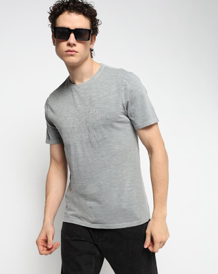 GAP Solid Men Round Neck Grey T-Shirt