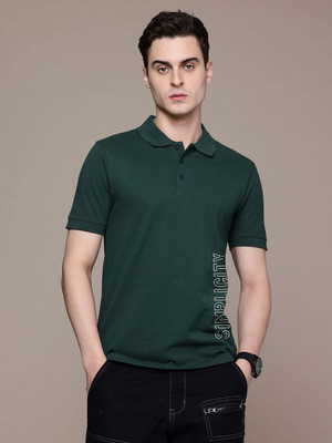 Moda Rapido Printed Men Polo Neck Green T-Shirt
