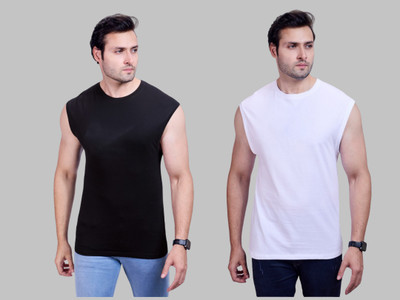 I&D Solid Men Round Neck Multicolor T-Shirt