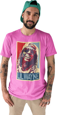 inkwale Printed, Typography Men Round Neck Pink T-Shirt