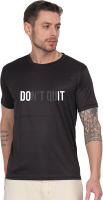 AZAADGARMENT Printed Men Round Neck Black T-Shirt