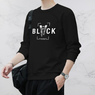 RK CLOTHING Printed Men Round Neck Black T-Shirt