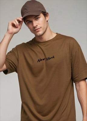 METRONAUT Printed Men Round Neck Brown T-Shirt