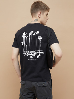 Fame Forever by Lifestyle Printed Men Polo Neck Black T-Shirt