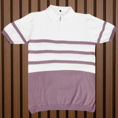 zanskarman Solid Men Polo Neck Pink T-Shirt