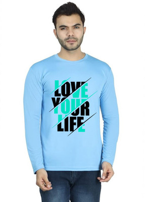 LV CARE Printed, Self Design Men Round Neck Blue T-Shirt