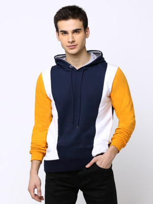 MANIAC Colorblock Men Hooded Neck Blue T-Shirt