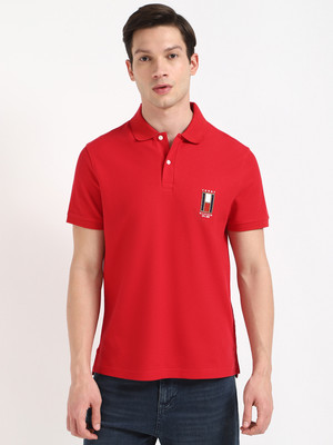 TOMMY HILFIGER Solid Men Polo Neck Red T-Shirt