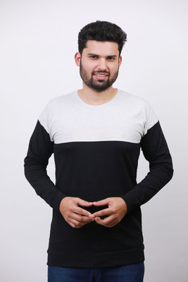swastika vastram Solid Men Round Neck Black, White T-Shirt