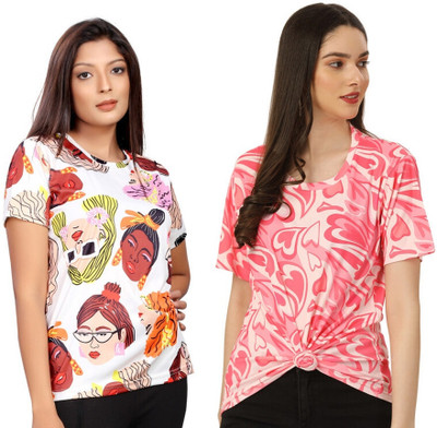 Apache Tie & Dye Women Round Neck Multicolor T-Shirt