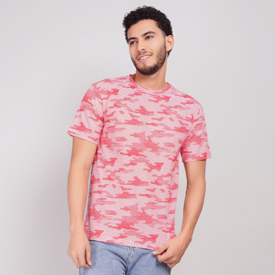 WILD CAMO Abstract Men Round Neck Pink T-Shirt