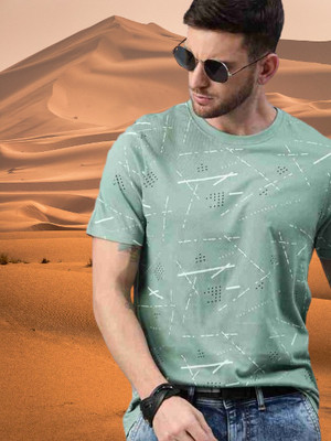 Magpy Printed Men Round Neck Light Green T-Shirt