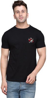 GEUM Printed Men Round Neck Black T-Shirt