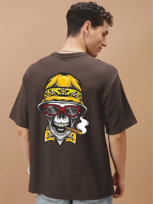 Beniot Printed Men Round Neck Brown T-Shirt
