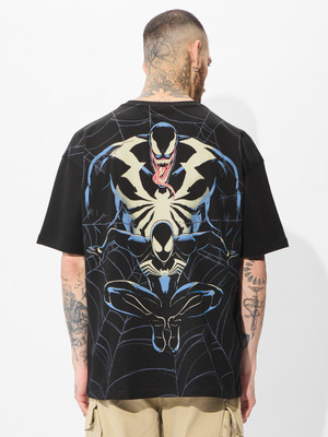 The Souled Store Superhero Men Round Neck Black T-Shirt