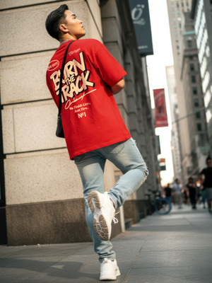 Fflirtygo Printed Men Round Neck Red T-Shirt
