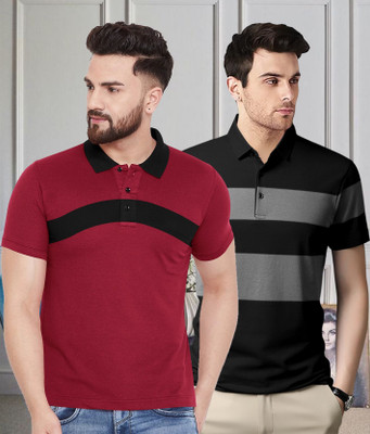 GARBLY Colorblock Men Polo Neck Light Green T-Shirt