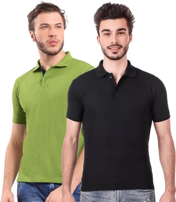 YUALIN CREATION Solid Men Polo Neck Multicolor T-Shirt