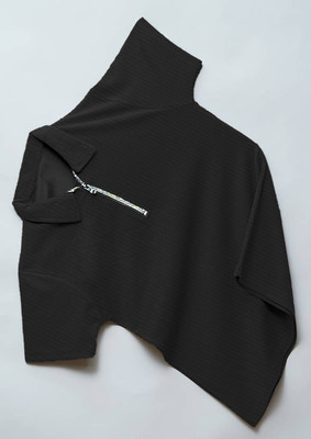 HELMONT Striped Men Polo Neck Black T-Shirt