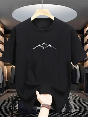 HASTEN Printed Men Round Neck Black T-Shirt