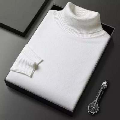 MOTREX Solid Men High Neck White T-Shirt