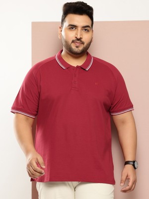 Sztori Solid Men Polo Neck Maroon T-Shirt