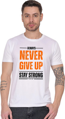 AZAADGARMENT Printed Men Round Neck Reversible White T-Shirt
