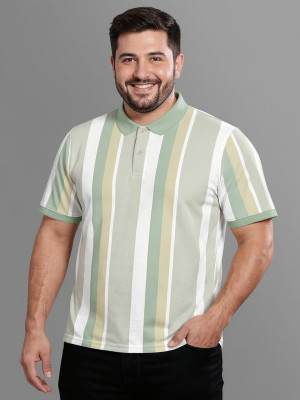 Bullmer Striped, Colorblock Men Polo Neck Yellow T-Shirt