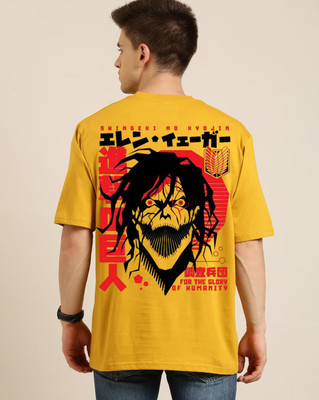 Clickwell Trend Printed Men Round Neck Yellow T-Shirt