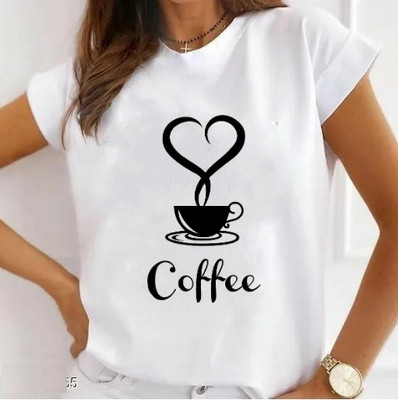 OJSR Graphic Print Women Round Neck White T-Shirt