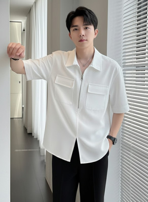 Leriya Fashion Solid Men Polo Neck White T-Shirt