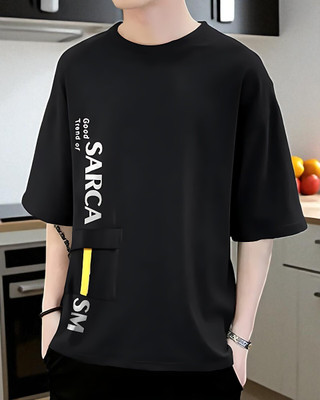Autna Typography Men Round Neck Black T-Shirt