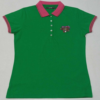 MARRINER Printed Women Polo Neck Yellow T-Shirt