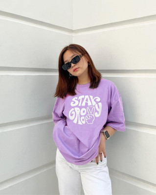 Kulfi Typography Women Round Neck Purple T-Shirt